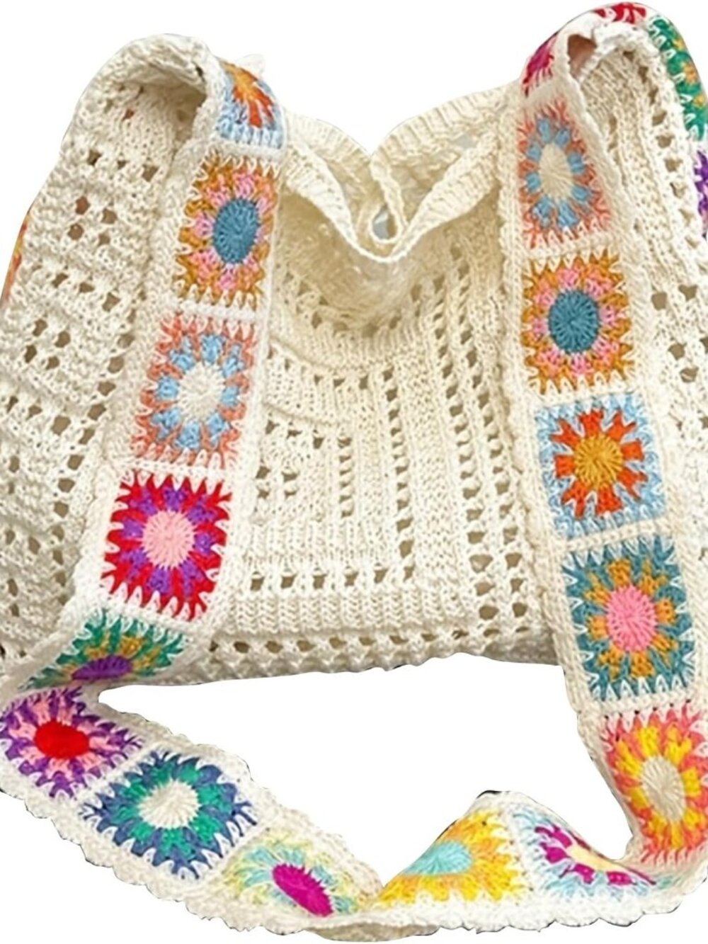 Crochet Tote Bag, Boho Knit Shoulder Purse for Summer Outfits